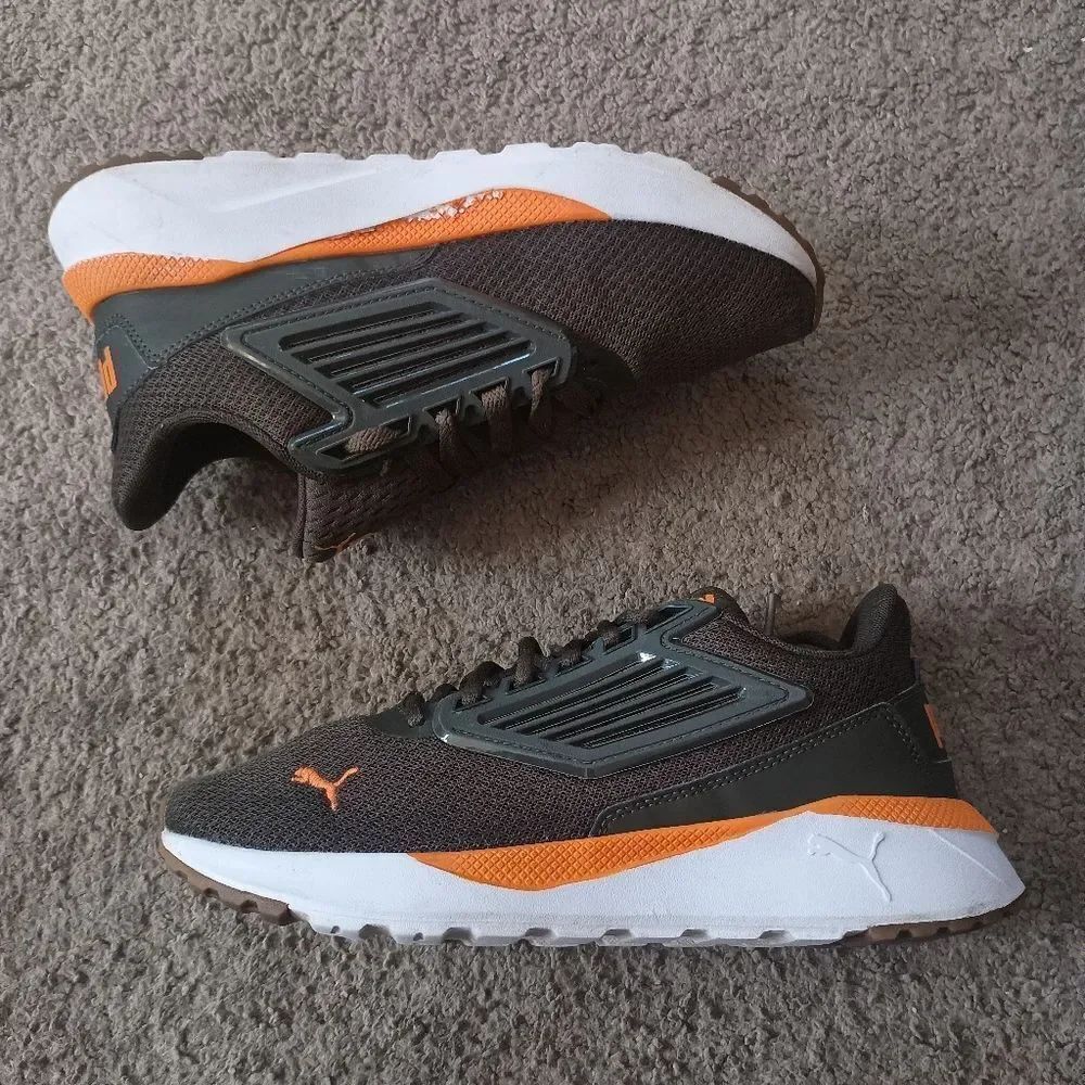 PUMA Tetra Lace Up Mens Green/Orange Sneakers Size 7 PRE-OWNED